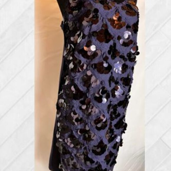 Sexy Sequin Slip Dress in Navy with Scallop Motif EUC Size Large - Picture 3 of 13